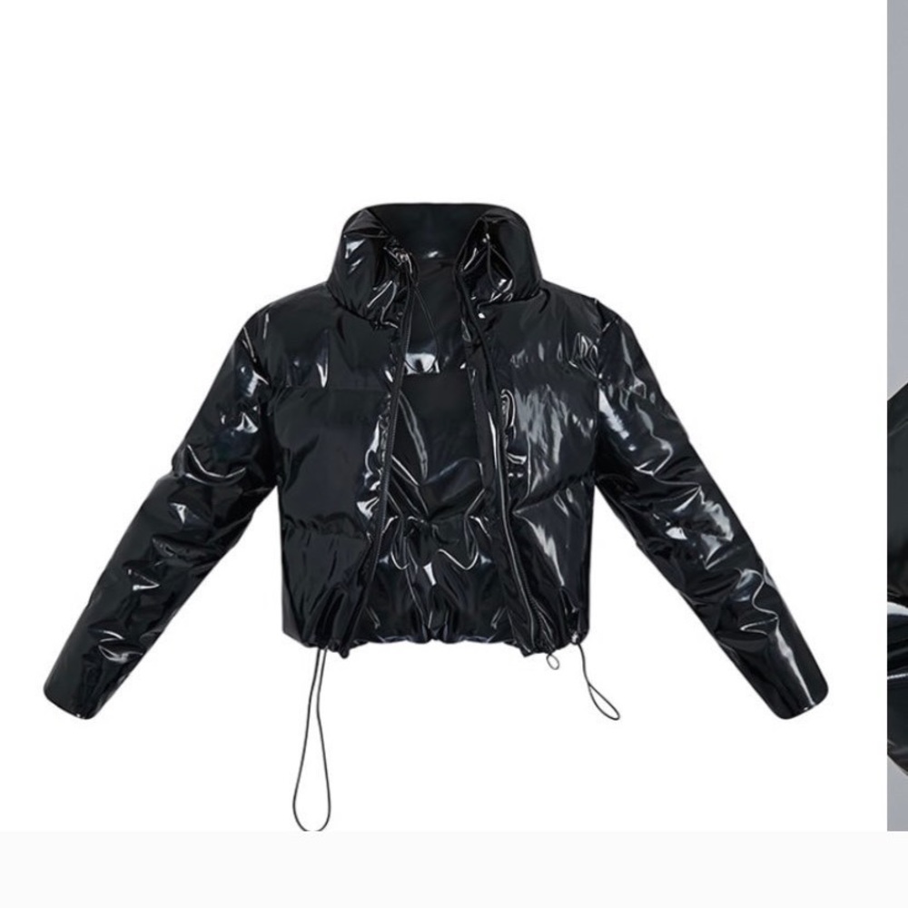 Black vinyl bubble jacket